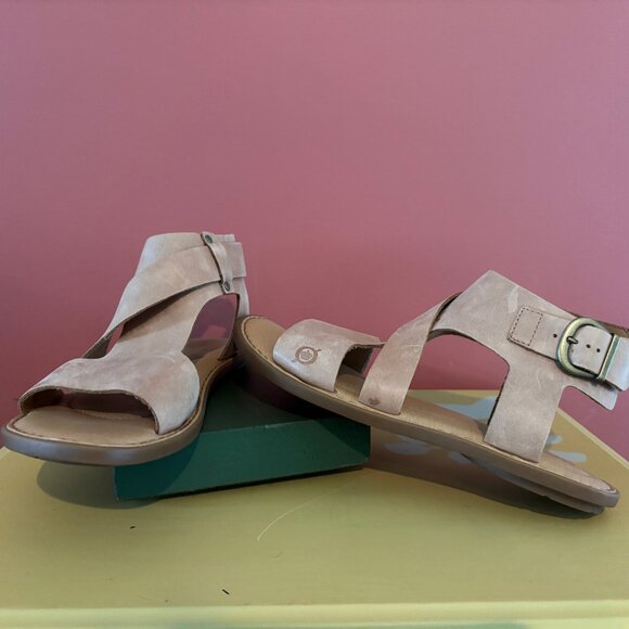 Born Womens Size 7 Marlowe Light Brown Full Grain Leather Gladiator Flat Sandals - Picture 4 of 6